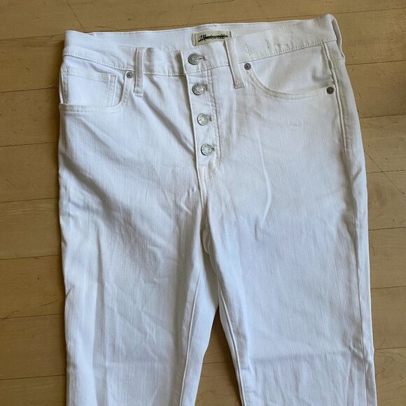 MADEWELL BNWOT Womens 9" Mid-Rise Skinny White Jeans New Button Fly - Picture 4 of 13